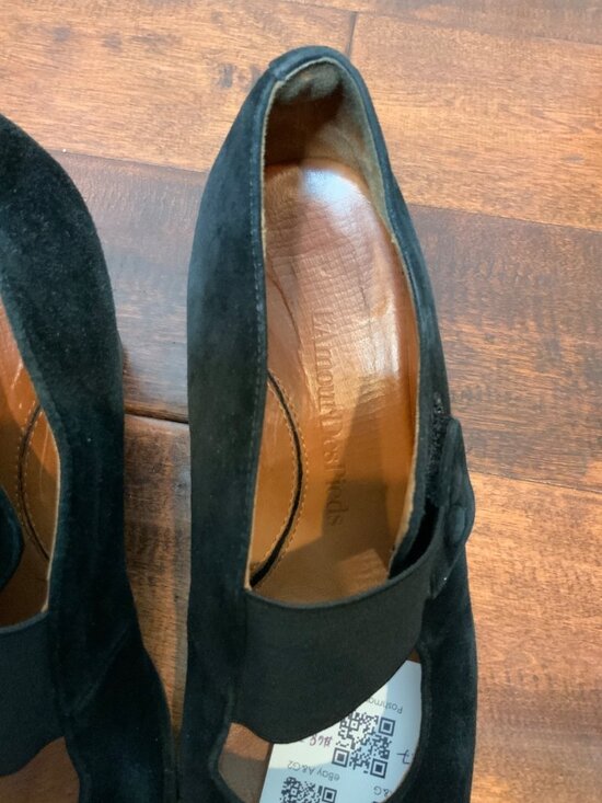 Amazon.com | L L\'Amour Des Pieds Oriana Black Suede Leather Mary Janes Wedge Shoes, Size 9